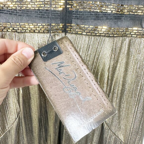 NWT Flash by Mac Duggal Illusion Waist D V-Neck Gown 8 Antique Gold #8057 - Picture 9 of 11